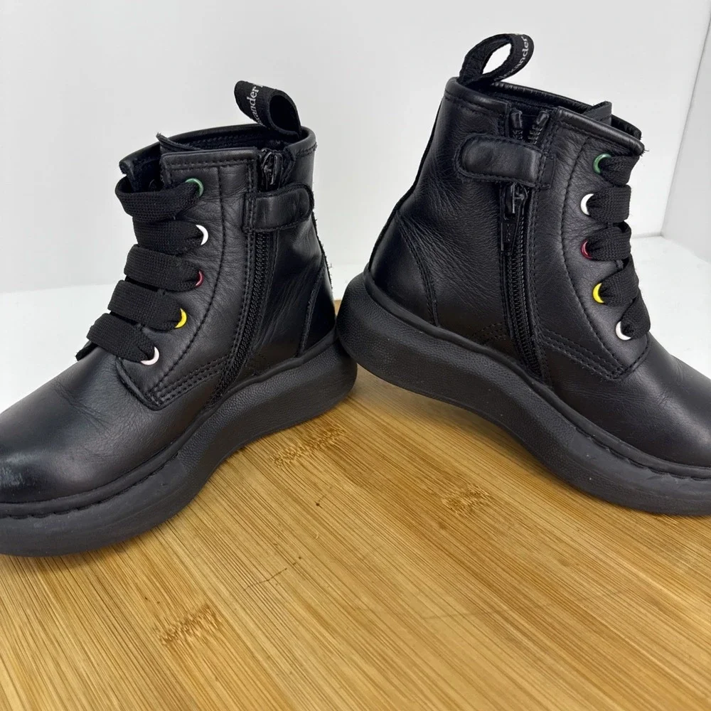 ALEXANDER MCQUEEN Hybrid Zip‎ And Lace-up Boots 687072 Black Leather Kids EU 26